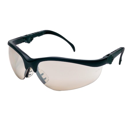 Mcr Safety Klondike (KD3), Safety Glasses, Anti-Scratch, I/O Clear Mirror Lens, Black Frame, Half Frame, 12 PK KD319